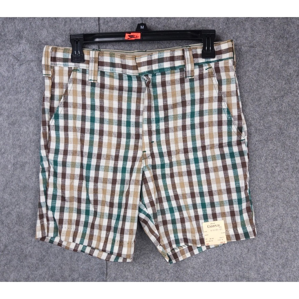 Vintage Expressions by Campus Shorts Men's 32 x 7" Plaid Poly Blend NWT RARE WOW